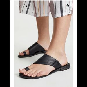 Free People Sant Antoni Slides Sandals Black Leather Size 38, 7.5-8
